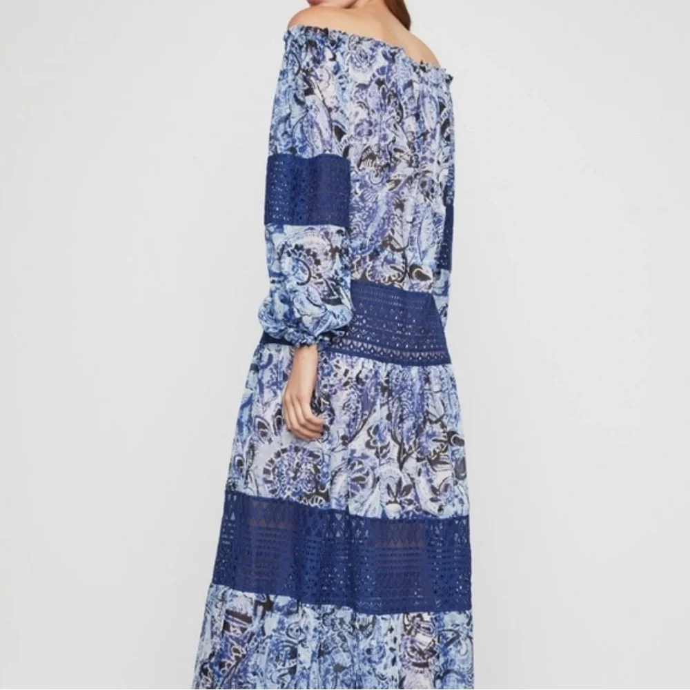 BCBGMAXAZRIA Ellie Blue Paisley Maci Dress 100% silk - Picture 3 of 8